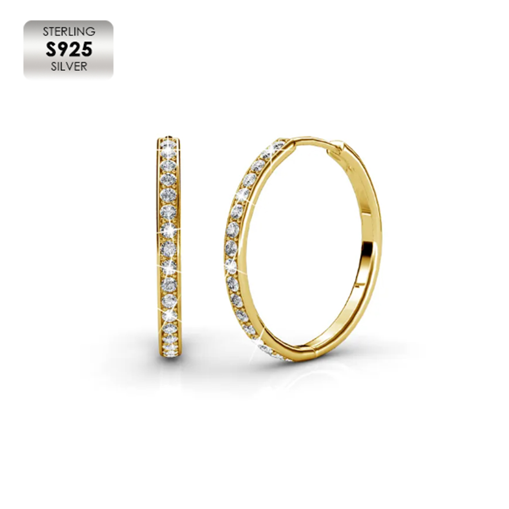 925 Silver 18k Yellow Gold Plated Hoop Earrings For Women