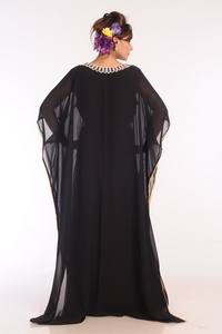 <b>Black</b> Georgette Embroidered Stitched Islamic <b>Kaftans</b> - Product Image 3