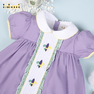 Vestido de bebé bordado a mano de caña de caramelo, OEM ODM, personalizado, hecho a mano, fabricante al por mayor, BB2625 - Product Image 1