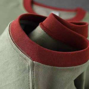 Camiseta de Algodón 100% de 220 g/m² para Hombre, Talla Grande, Transpirable, Ecológica, con Cuello de Canalé en Contraste, Ajuste Holgado, para Entrenamiento, OEM - Product Image 4