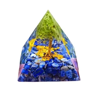 Pyramide d'orgone en agate, pierre de guérison des sept chakras, pierre précieuse sculptée, cadeau - Product Image 1