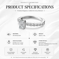 Superbes bagues de fiançailles et de mariage en argent S925, serties de diamants simulés D VVS1 et de moissanite taille émeraude, collection Éternité