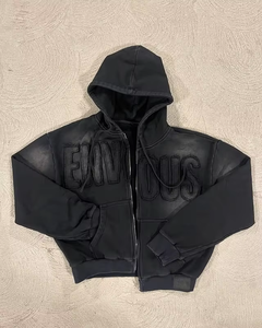 Sweat à capuche brodé personnalisé pour hommes 100% coton Sweat à capuche zippé Streetwear Zip-up Sun faded Oversized for Puff Print Zipper Hoodies - Product Image 1