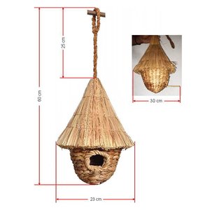 สินค้าใหม่! บ้านนกขนาดเล็กสำหรับนกขนาดเล็กกลางแจ้งสวนลานบ้านผักตบชวาธรรมชาติ - Product Image 4