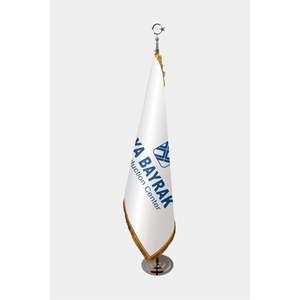 Customizable Chrome <b>Pole</b> Office <b>Flag</b> with Fringe <b>for</b> Office Decor & Accessories - Product Image 1