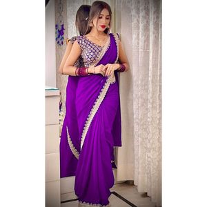 Saree en Georgette de créateur exclusif avec Zari fantaisie et paillettes Travail, fonction de mariage Porter un saree, Saree de créateur de vêtements de fête. - Product Image 4