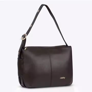 Cuero genuino negro de alta calidad hecho con bolsos de hombro con correa larga para bolsos de mujer con cierre de cremallera y gran capacidad - Product Image 3