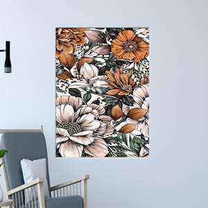 Obra de arte impresa en lienzo: patrón de flores con colores degradados, enrollado en lienzo tipo galería - Product Image 1