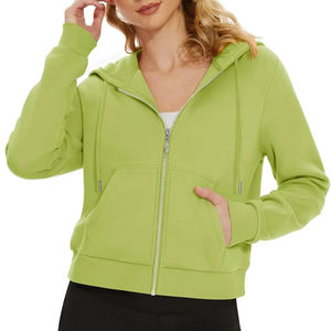 Tops Cortos para Mujer al por Mayor 2026, Conjunto de Top Corto Personalizado con Capucha, Sudadera con Cremallera y Forro Polar para Mujer - Product Image 4