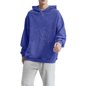 Men's Oversized Washed Hoodie Solid Color Fleece Casual Hooded <b>Sweatshirt</b> Regular Fit Autumn Style Acid Wash Hoodies - Product Image 3