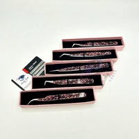 Pinzas para Extensión de Pestañas Lucky Lash, Herramientas de Precisión de Acero Inoxidable, Caja de Cartón Rosa, Logotipo Personalizado, Punta Suave de 10 mm de Longitud