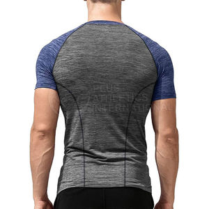 Vente en gros de t-shirts de gymnastique à compression pour hommes 100% coton vêtements de sport décontractés à col rond vêtements de fitness 220 grammes maillot vêtements solides - Product Image 3