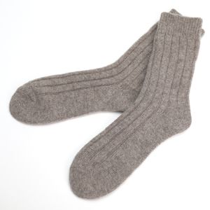 Breathable Mongolian Sheep Wool <b>Socks</b> Adults Men's Winter Crew Natural <b>Grey</b> Vertical Woven Loose Fit Logo Wholesale Custom - Product Image 1
