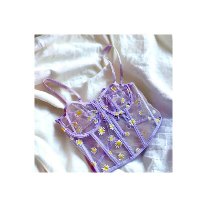 LILAC DAISY PATTERNED CORSET, FANTASY CLOTHING, UNDERWEAR, WOMEN'S FANTASY CLOTHING