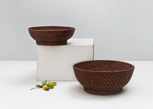 Rattan Food Serving <b>Bowl</b> in Elegant Design With Brown Finished Perfect for Weddings, Resort <b>Parties</b> and Home Usage - Product Image 3