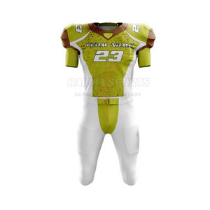 Ensemble de maillot de football américain personnalisé à col haut et manches courtes en polyester respirant avec short à taille élastique pour hommes adultes - Product Image 1