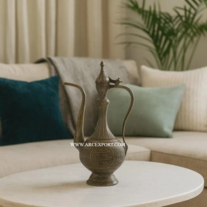 Mirror Polished Glossy Finished Handmade Metal <b>Arabic</b> Dallah Best Selling Kitchenware <b>Tea</b> and Coffee Pot From Indian Supplier - Product Image 2