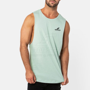 SONISPO Débardeur sans manches pour homme, vert clair, col rond, en coton respirant, séchage rapide, coupe décontractée - Product Image 1