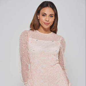 Noble Tulle chérie Midi A-ligne robe de soirée avec broderie antistatique décontracté blanc pour les dîners - Product Image 1