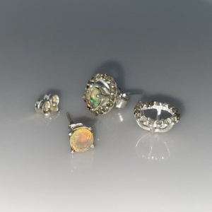 Ethiopian Natural <b>Opal</b> Diamond <b>Earrings</b> Stainless Steel Gold Plated Faceted Gemstone Jewelry for Children - Product Image 5
