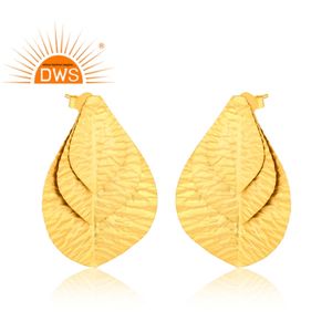 Pendientes colgantes con diseño de hoja chapada en oro de 18 quilates de plata esterlina más vendidos, fabricante de joyería fina Demi - Product Image 2