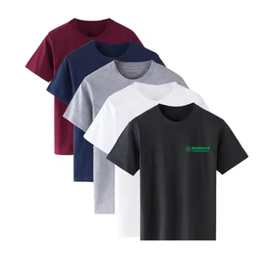 เสื้อยืดคอกลมทรงปกติ ผ้าโพลีเอสเตอร์/คอตตอนเนื้อหนา คุณภาพสูง ไม่ยับ พิมพ์ลายเรียบ สำหรับผู้ชาย ทรงไหล่ตก - Product Image 5
