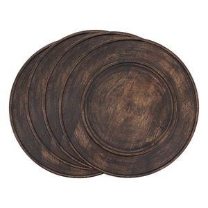 Dark wood charger plate set rustic round wooden dinner plate brown <b>table</b> charger rustic placemat for restaurant hotel catering - Product Image 4