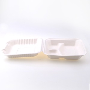 8x8 "3 compartiments Boîtes à emporter biodégradables Assiettes de nourriture biodégradables écologiques Conteneur de nourriture à emporter - Product Image 5