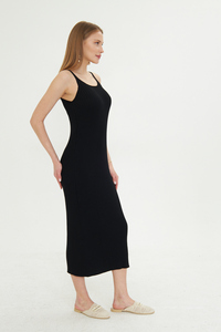 Robe chic tricotée à col licou pour femmes Robe sans manches en tricot côtelé respirant de haute qualité Services OEM personnalisables - Product Image 2