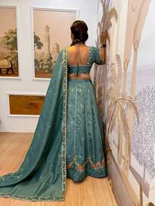 EXCLUSIVE <b>Women's</b> <b>Lehenga</b> <b>Choli</b> Set with Shimmer Fabric & Heavy Embroidery Reversible Casual Style <b>for</b> Diwali & Wedding - Product Image 4