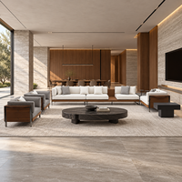 Canapé modulaire en forme de U de luxe moderne avec tables d'appoint, meubles sur mesure pour salon de villa