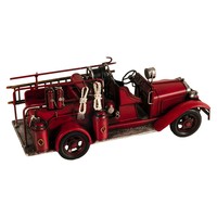 Modèle de camion de pompiers en bois peint à la main OMH, années 1910, vintage, objet de collection, décoration AR027 38,1Lx14Wx15,2H cm