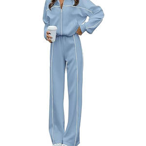 Conjunto de chándal informal para mujer, chaqueta con cremallera y pantalones con cordón, ropa de ocio atlética cómoda - Product Image 3