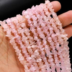 Cuentas de chips de cuarzo rosa, forma desigual, cuentas hechas a mano de cuarzo sin cortar, fabricación de joyas artesanales, venta al por mayor - Product Image 2