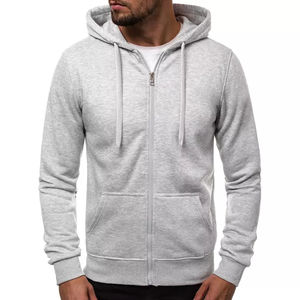 Ropa al por mayor Sudaderas lisas con cremallera completa en blanco para hombre Sudaderas con capucha de felpa francesa con cremallera Sudaderas con capucha y cuello con cremallera - Product Image 5
