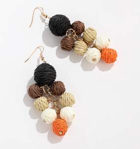 Style Ethnique Romantique Multicolore Raphia Fait Main Bohème Mariage Fiançailles Fête Cadeau Porter Plaqué Or Rose Drop Dangle - Product Image 2