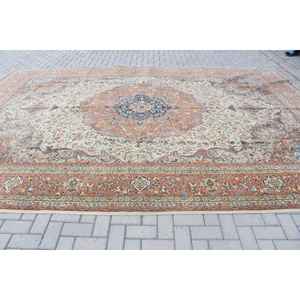 Alfombra Turca Vintage, Alfombra de Lana Ombré Azul y Naranja de 9.9x14.6 pies - Product Image 3