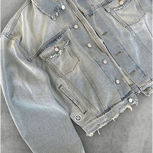 Taux raisonnable femmes Logo personnalisé couleur léger Denim veste automne tissé respirant lavé solide motif veste - Product Image 5