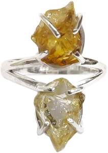 Rough Womens <b>Ring</b> Natural Citrine Gemstone November Birthstone Double <b>Stone</b> Christmas Handmade Jewelry 925 Sterling <b>Silver</b> <b>Ring</b> - Product Image 5