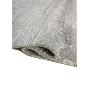 Alfombra Khidki LRB-1713 de Lana y Seda de Bambú, Tejida a Mano, Color Marfil, Diseño Rectangular con Patrón de Rompecabezas, para Sala de Estar, Pasillo y Hogar - Product Image 2