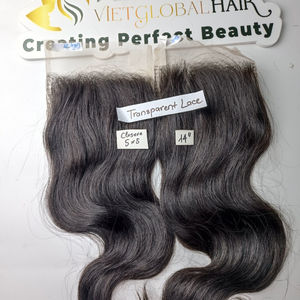 Closure de cheveux bruts non-Remy du Cambodge, double trame, ondulations naturelles et Body Wave - Product Image 3