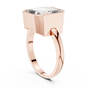 Bague en or rose avec diamant de laboratoire taille radiant pour femme, bague de fiançailles solitaire sertie clos, cadeau de joaillerie fine moderne - Product Image 4