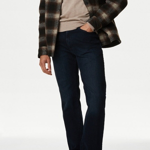 กางเกงยีนส์ผู้ชายสไตล์วินเทจฟอกสีแฟชั่นใหม่สีฟ้ากระดุมคริสตัลกางเกงดีไซน์เนอร์สไตล์พังค์ - Product Image 3