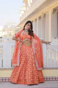 Tenue de créateur fantaisie Style moderne Pure Dyable Viscose Lehenga Choli & Dupatta avec paillettes brodées Jacquard travail à vendre - Product Image 5