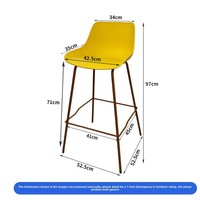 Chaise de bar en métal et plastique sur mesure, rembourrée et capitonnée, pour îlot de cuisine moderne, comptoir, réception, café