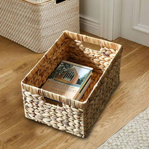 Wholesale Cheapest Set of 2 Natural Water Hyacinth Storage <b>Baskets</b> for Home and Storage Handmade From Vietnam - Product Image 6