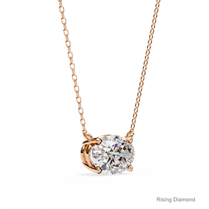 Colgante solitario de diamante de corte ovalado de 2,5 quilates, Juego de puntas de oro amarillo, regalo de aniversario para sus colgantes y dijes de diamantes - Product Image 6