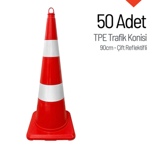 Ensemble de 50 cônes de signalisation TPE de 90 cm, poteaux réfléchissants doubles, cônes de sécurité routière pour usage routier - Product Image 5