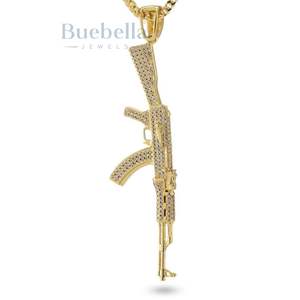 Iced AK47 Hip Hop colgante collar Moissanite Bling hombres Streetwear joyería 18K chapado en oro personalizado de moda Iced Out cadena - Product Image 2