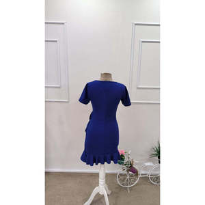 Jane's Women's Short Sleeve Crew Neck Mini Crepe <b>Dress</b> with Front <b>Ruffles</b>, Versatile for Casual & Party Wear - Product Image 5